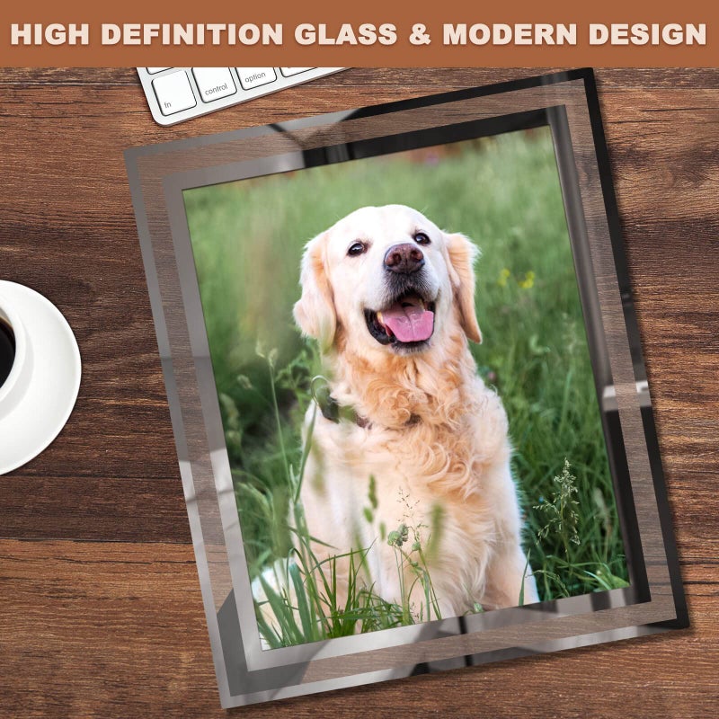 IZIDDO 8x10 Picture Frames Set of 2  Sliver Photo Frame for Tabletop  Glass Picture Frame  Horizontally or Vertically - Image 3